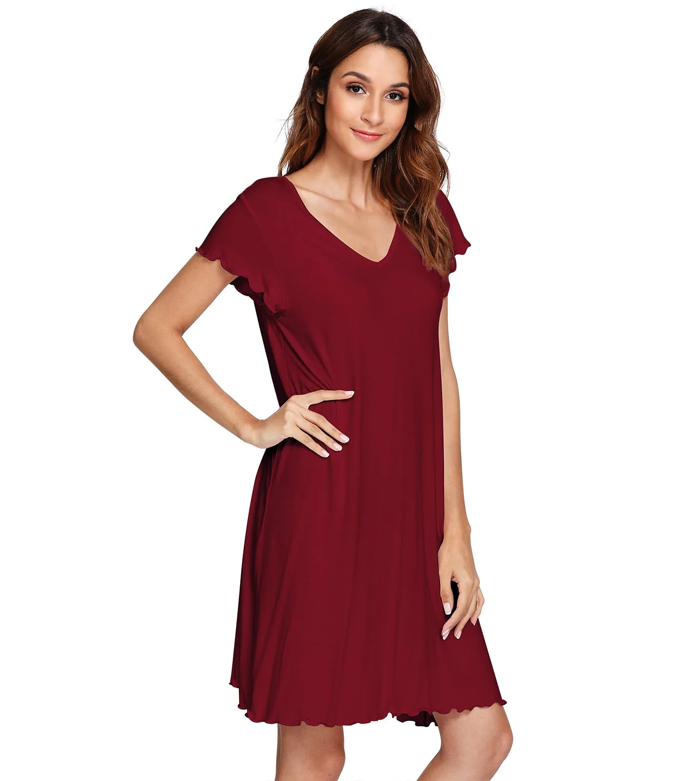 WiWi Women's Bamboo Night Shirt Soft Sleep Shirts