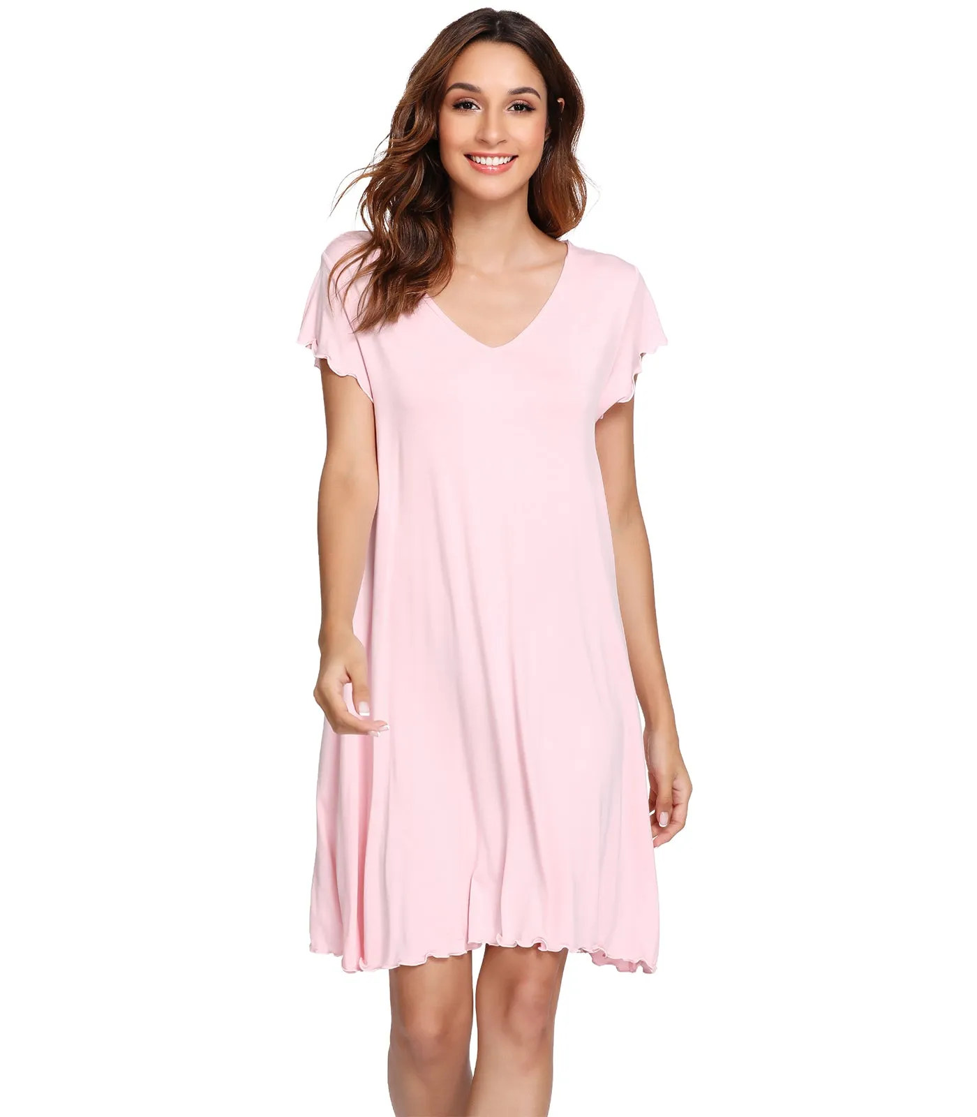 WiWi Women's Bamboo Night Shirt Soft Sleep Shirts