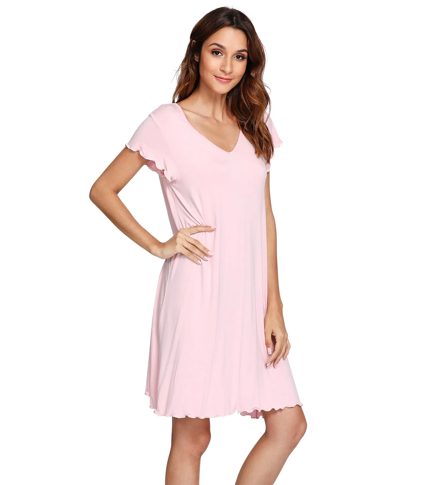 WiWi Women's Bamboo Night Shirt Soft Sleep Shirts