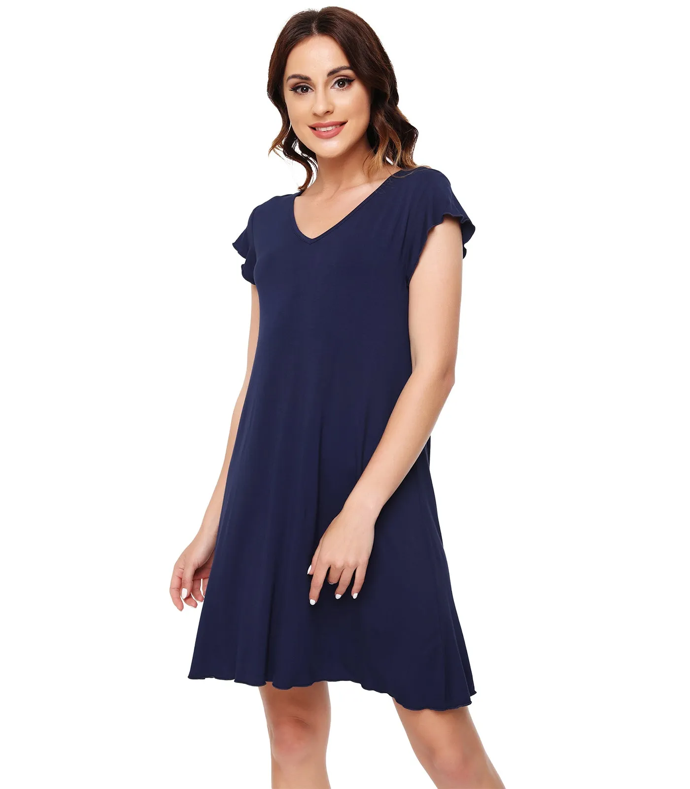 WiWi Women's Bamboo Night Shirt Soft Sleep Shirts
