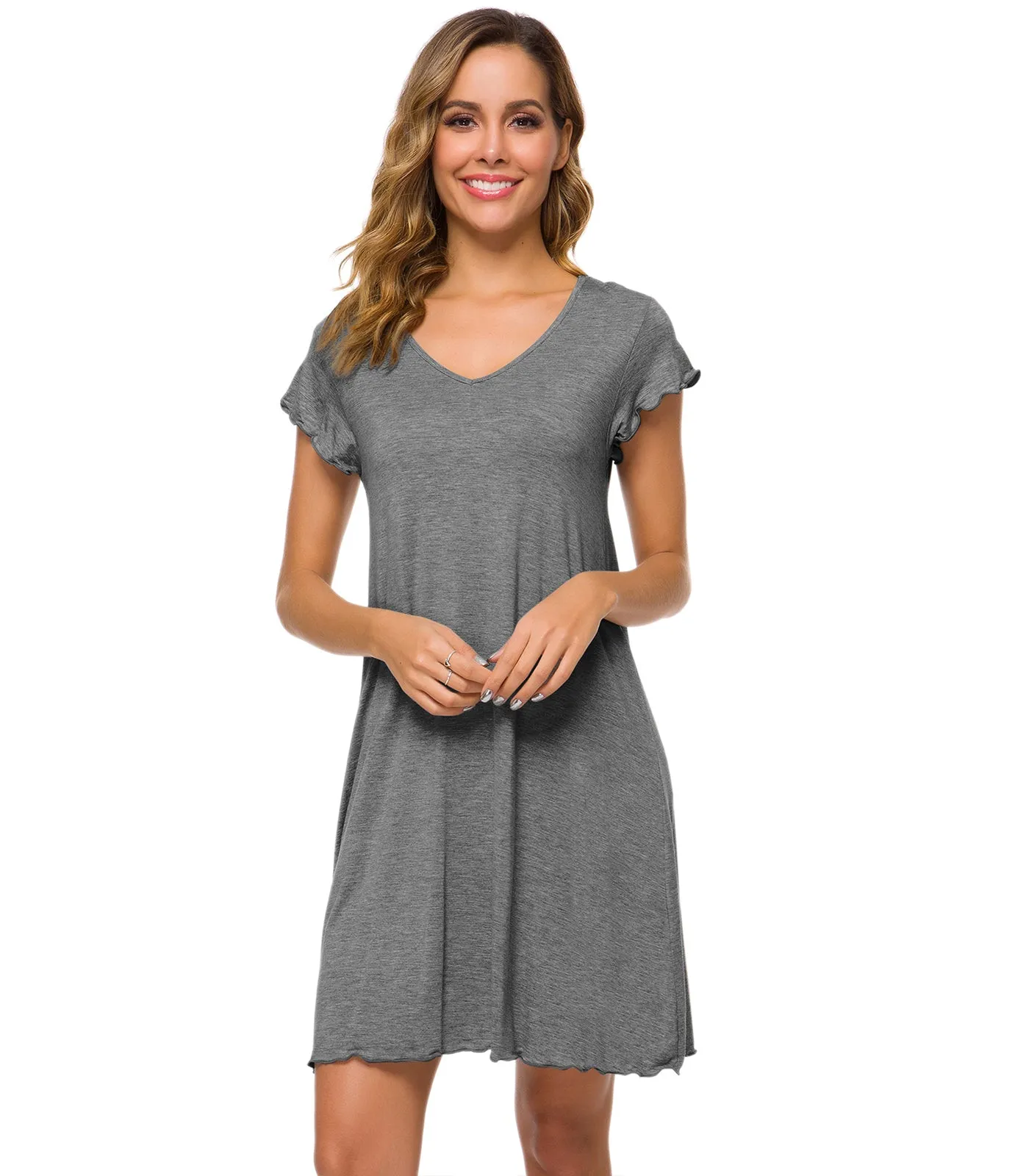 WiWi Women's Bamboo Night Shirt Soft Sleep Shirts