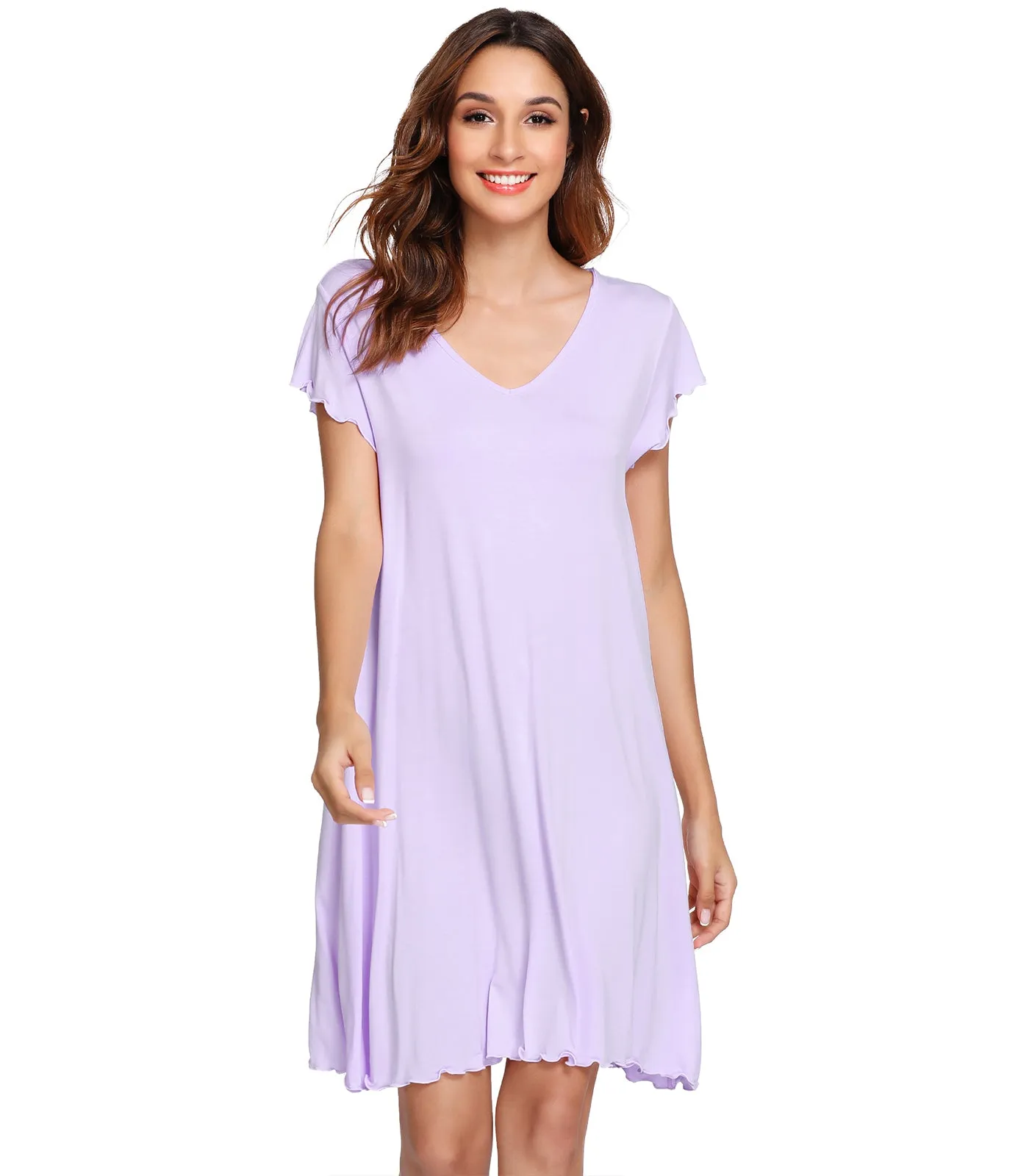 WiWi Women's Bamboo Night Shirt Soft Sleep Shirts