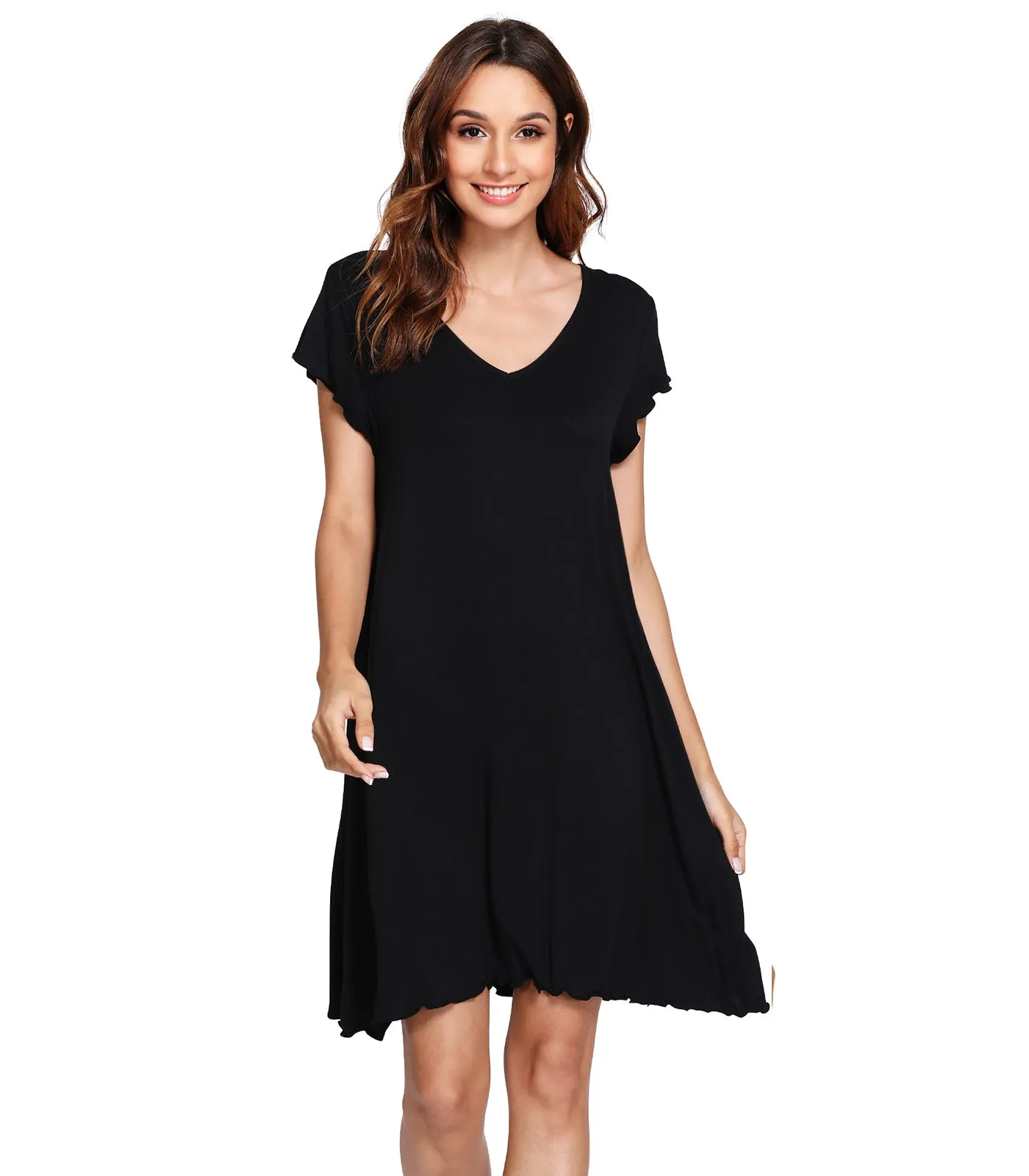 WiWi Women's Bamboo Night Shirt Soft Sleep Shirts