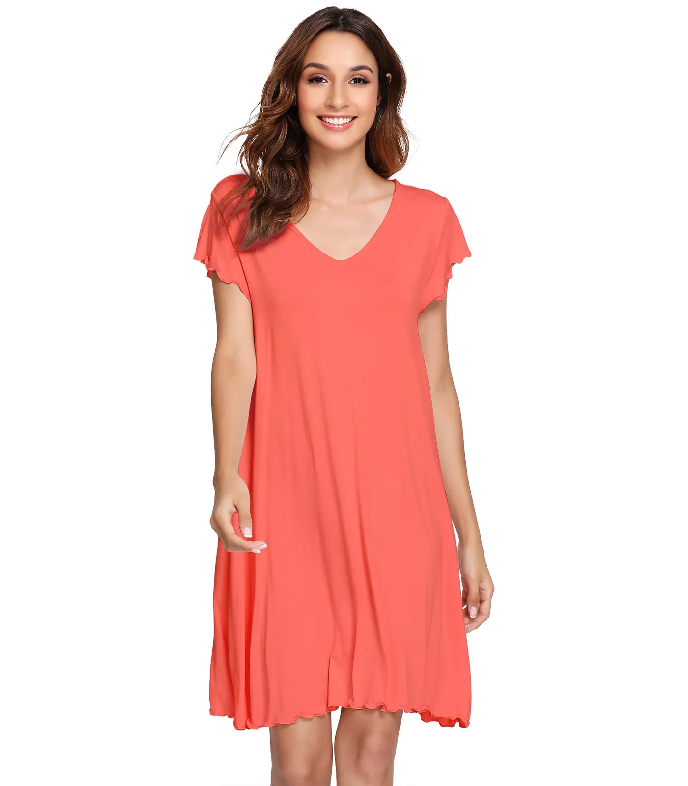 WiWi Women's Bamboo Night Shirt Soft Sleep Shirts