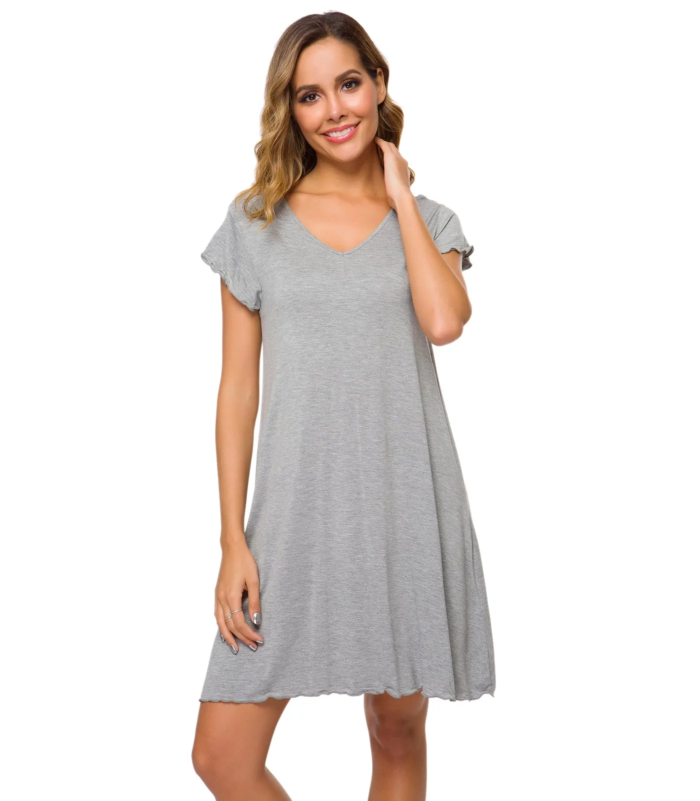 WiWi Women's Bamboo Night Shirt Soft Sleep Shirts