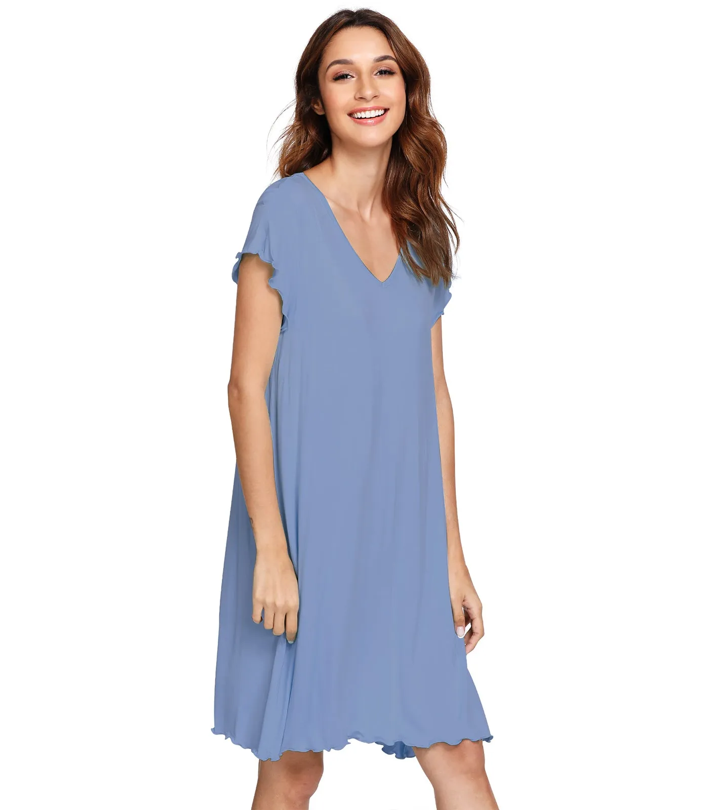 WiWi Women's Bamboo Night Shirt Soft Sleep Shirts