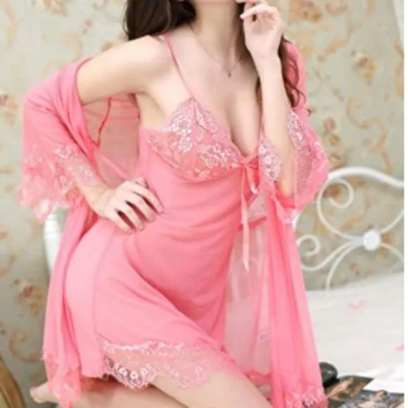 Woman Lingerie Sleepwear Chemise Nightgown Lace Lounge Dress Sexy Linger