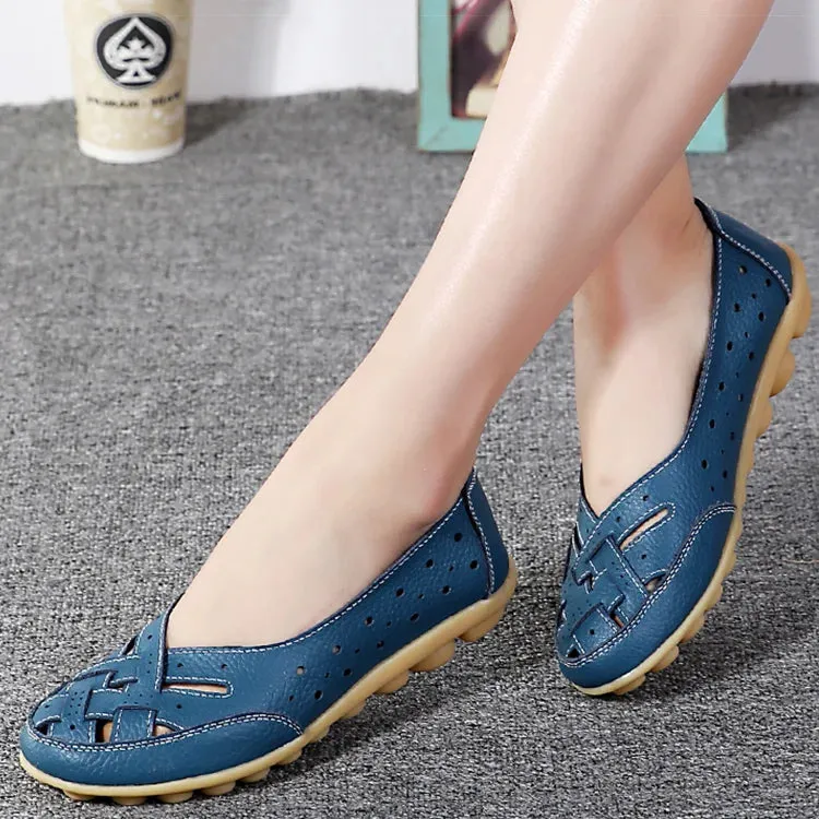 Women's Flat Faux Leather Shoes Breathable Soft Loafers Casual Flats Shoes