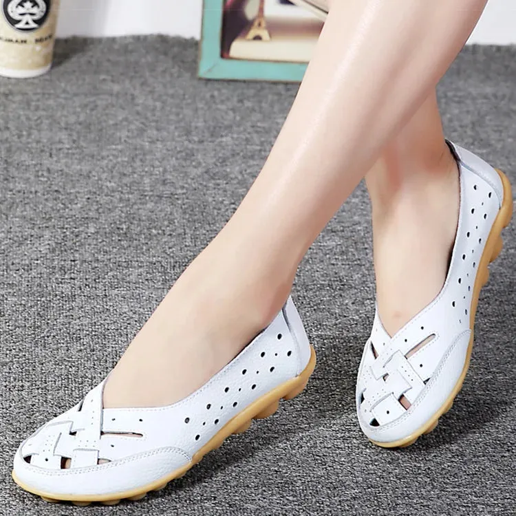 Women's Flat Faux Leather Shoes Breathable Soft Loafers Casual Flats Shoes
