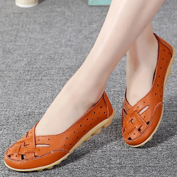 Women's Flat Faux Leather Shoes Breathable Soft Loafers Casual Flats Shoes