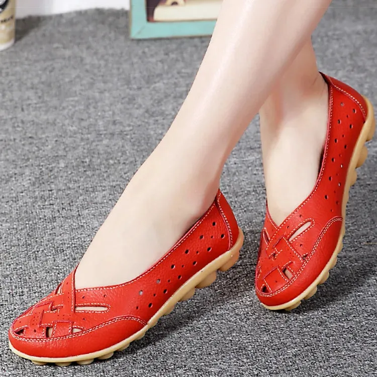 Women's Flat Faux Leather Shoes Breathable Soft Loafers Casual Flats Shoes
