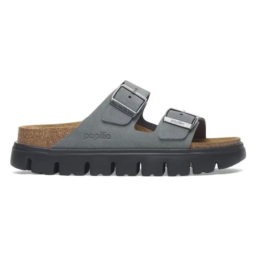 Women's Papillio Arizona Chunky Suede Leather 1029150 Color:  Basalt Gray/ Black
