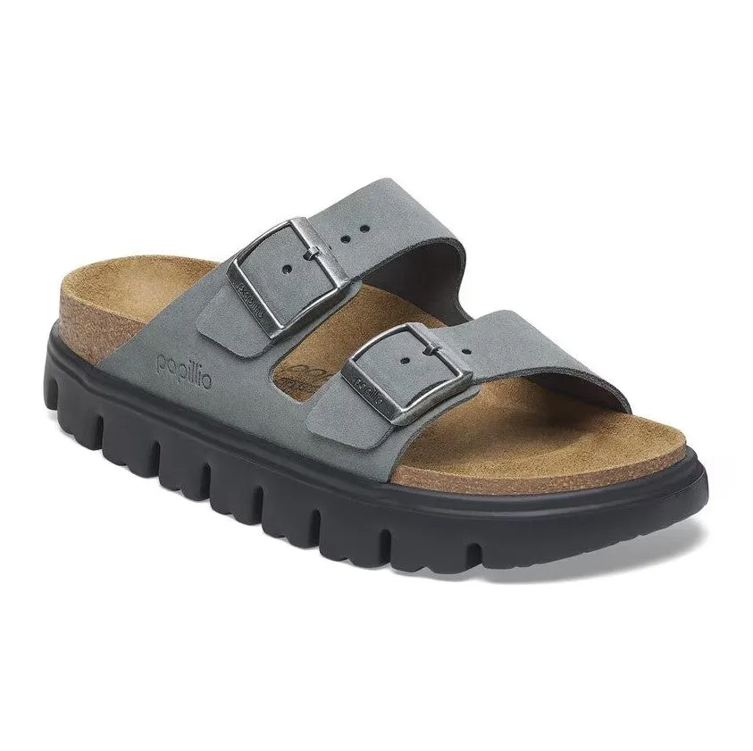 Women's Papillio Arizona Chunky Suede Leather 1029150 Color:  Basalt Gray/ Black