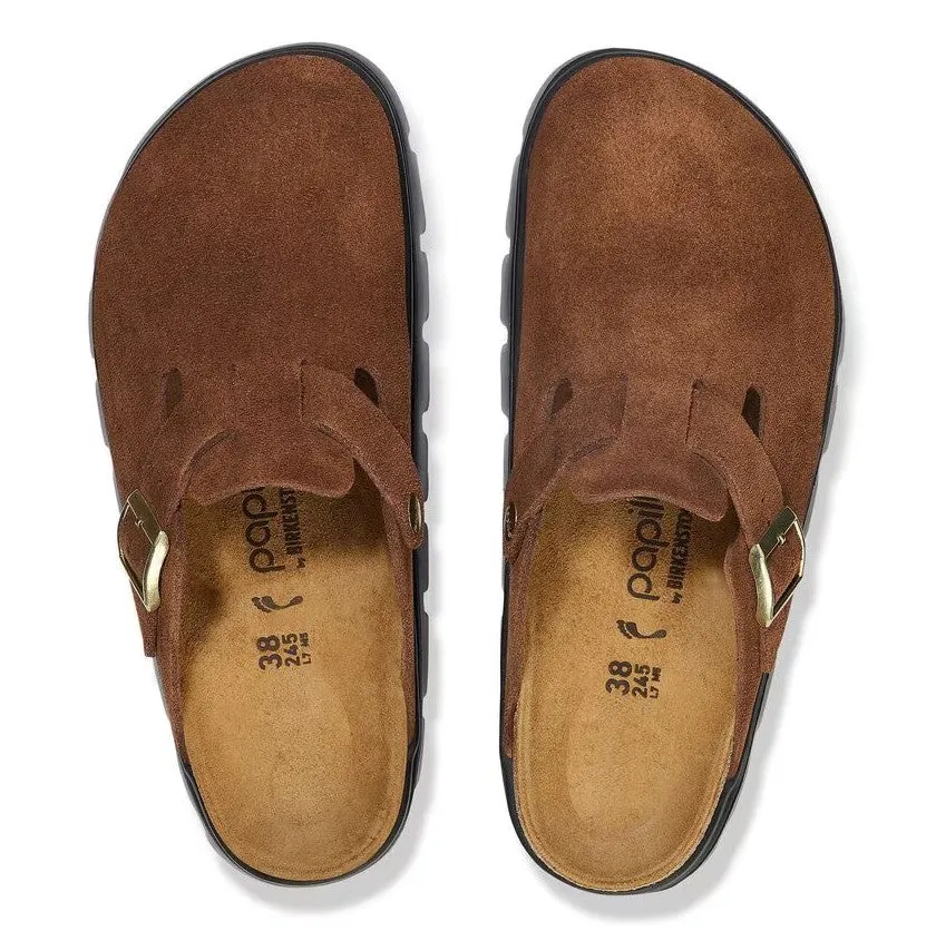 Women's Papillio Boston Chunky Suede Leather 1028402 Color: Dark Tea/ Black