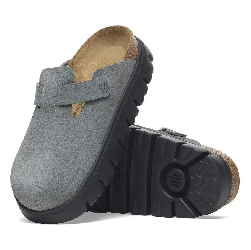 Women's Papillio Boston Chunky Suede Leather 1029142 Color: Basalt Gray/ Black