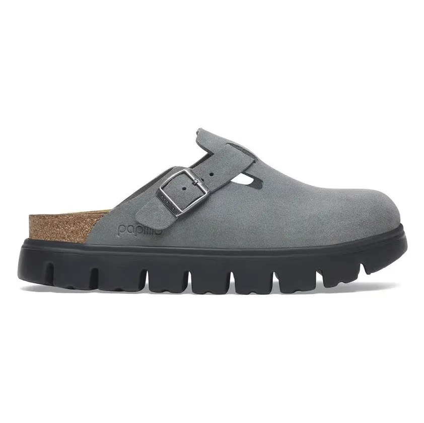 Women's Papillio Boston Chunky Suede Leather 1029142 Color: Basalt Gray/ Black