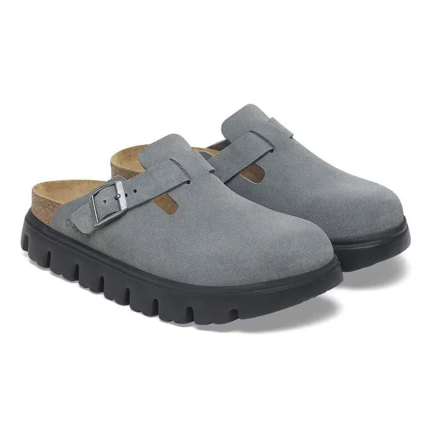 Women's Papillio Boston Chunky Suede Leather 1029142 Color: Basalt Gray/ Black