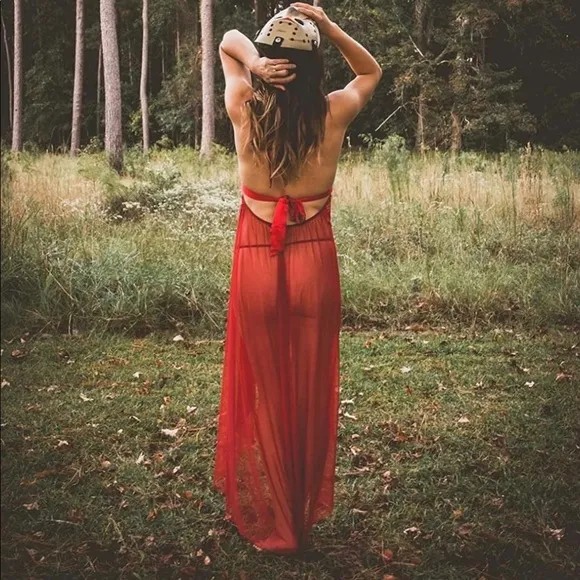 Women’s Red Lingerie Dress Nightgown Sleepwear