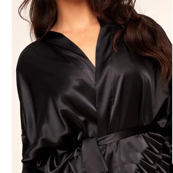 Women's Satin Black Hugh Hefner Robe