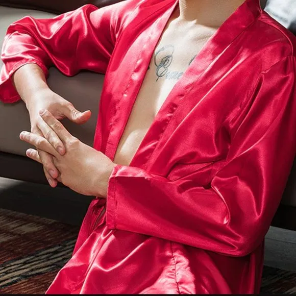 Women's Satin Black Hugh Hefner Robe