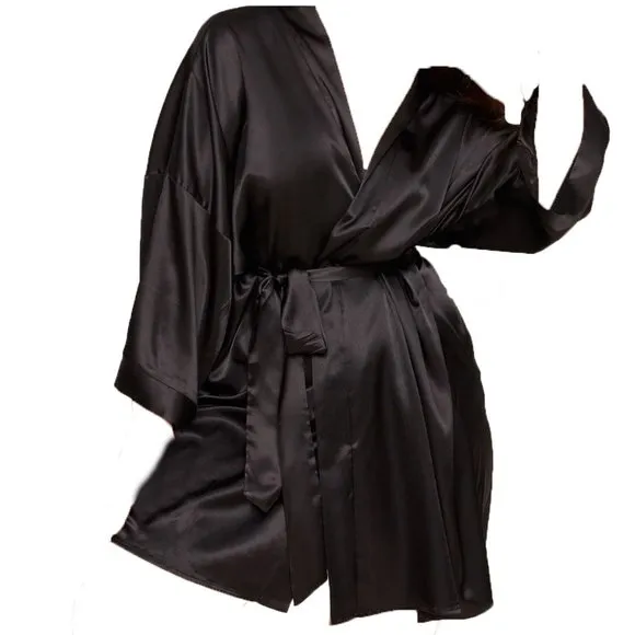 Women's Satin Black Hugh Hefner Robe