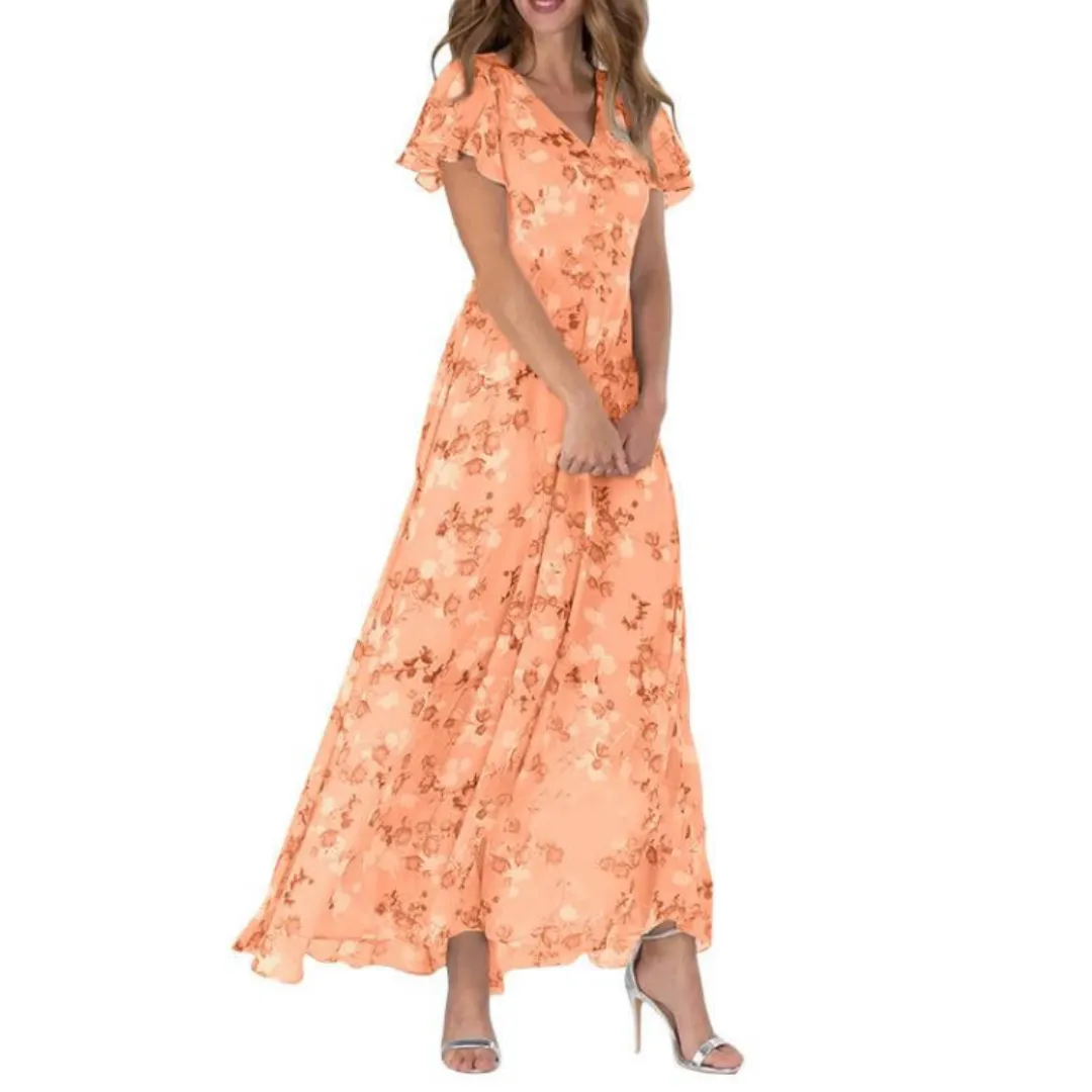 Women's Summer Ruffle Sleeve A Line Dress | Midi