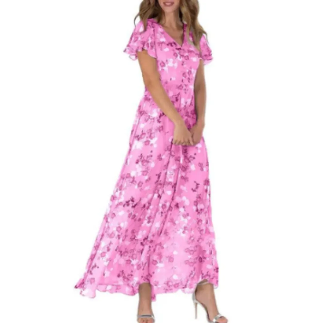 Women's Summer Ruffle Sleeve A Line Dress | Midi