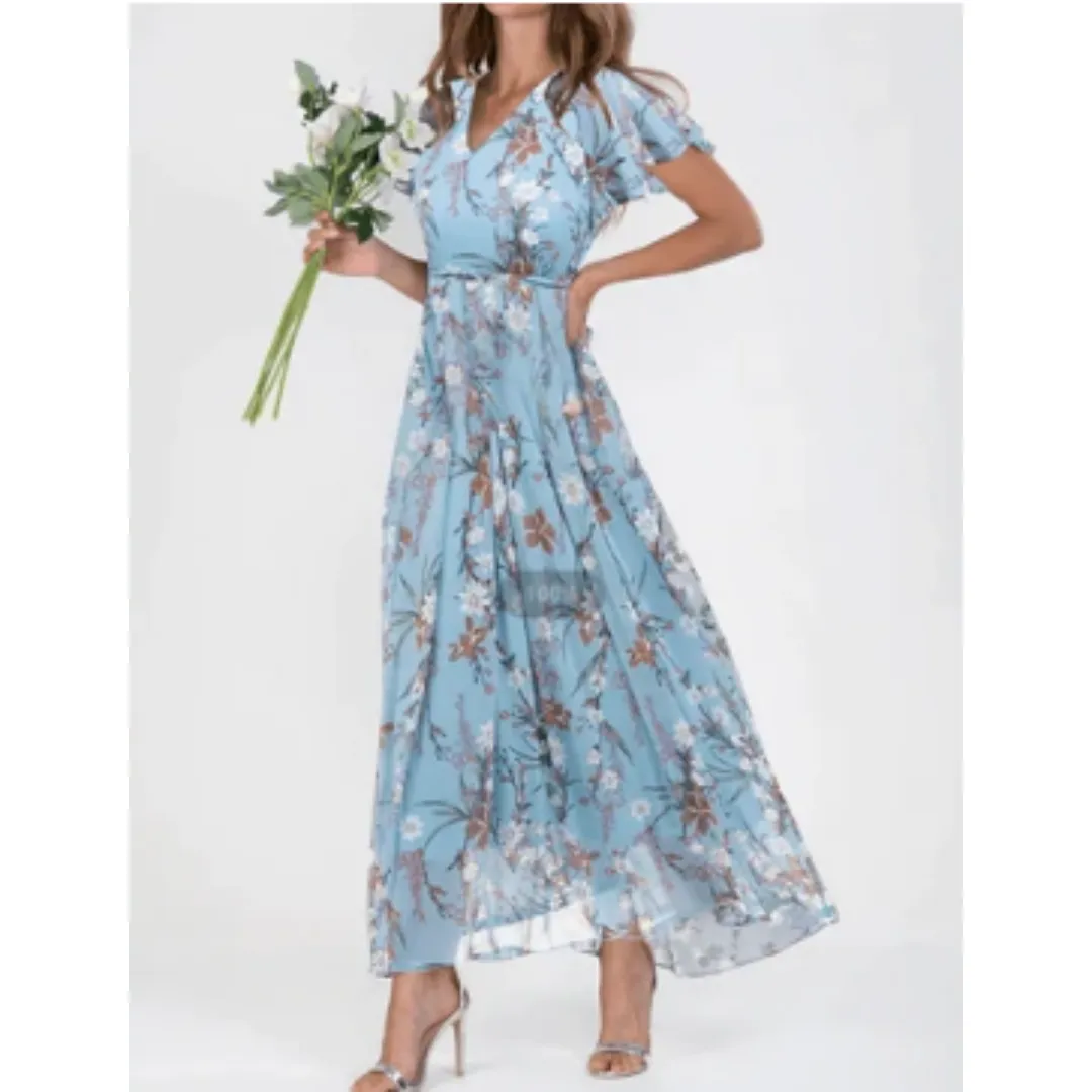 Women's Summer Ruffle Sleeve A Line Dress | Midi