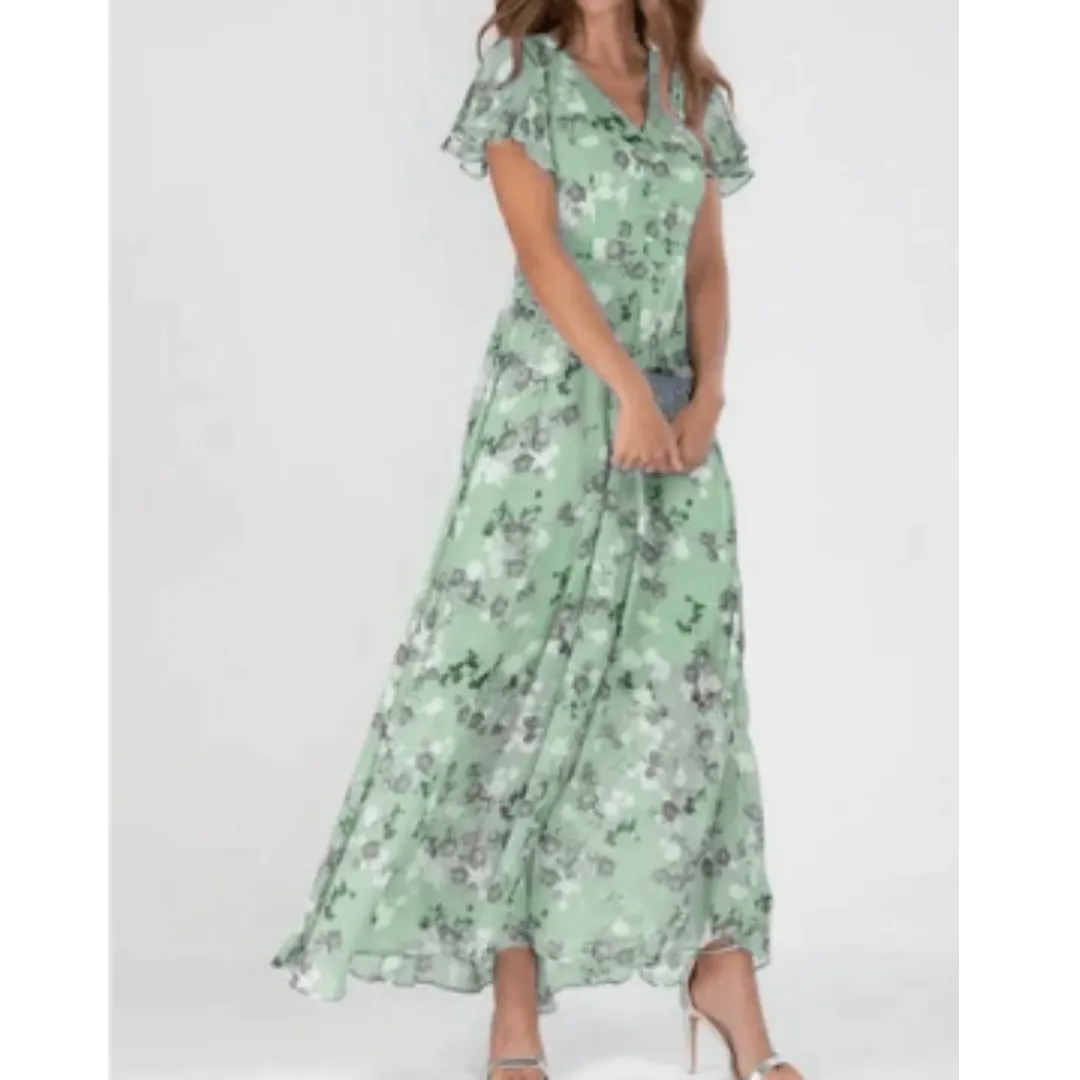 Women's Summer Ruffle Sleeve A Line Dress | Midi
