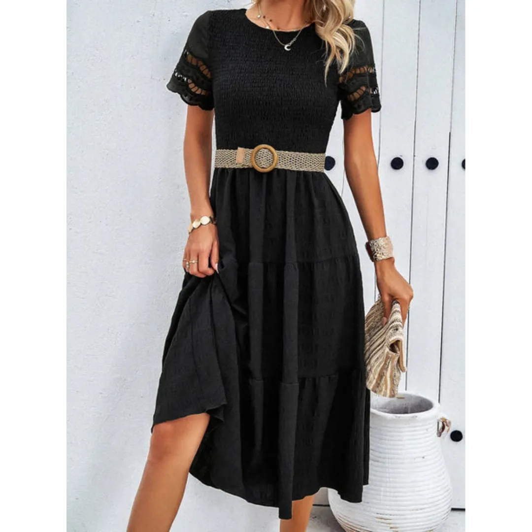 Women's Summer Short Sleeve Smock Dress | Midi