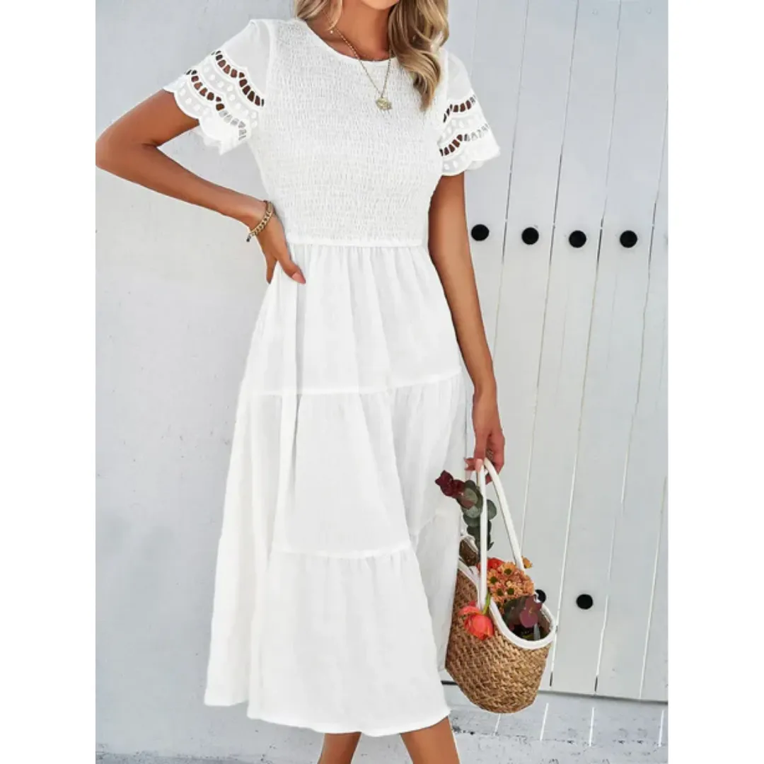 Women's Summer Short Sleeve Smock Dress | Midi