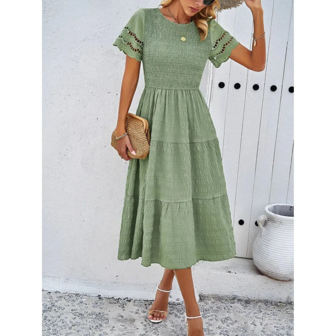 Women's Summer Short Sleeve Smock Dress | Midi