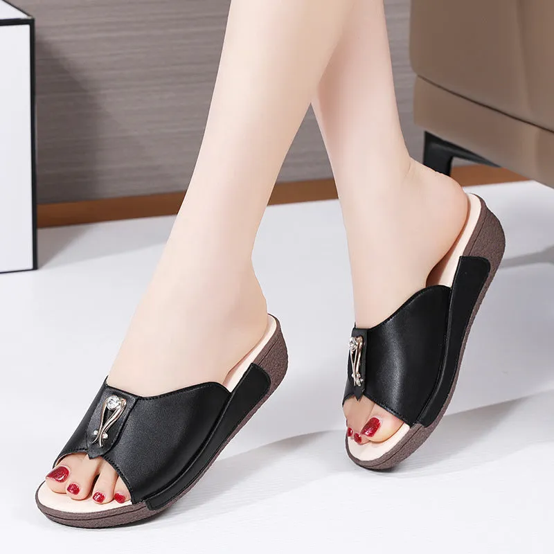 Women's Wedge Height Increasing Platform Shoes Mother With Skirt Sandals