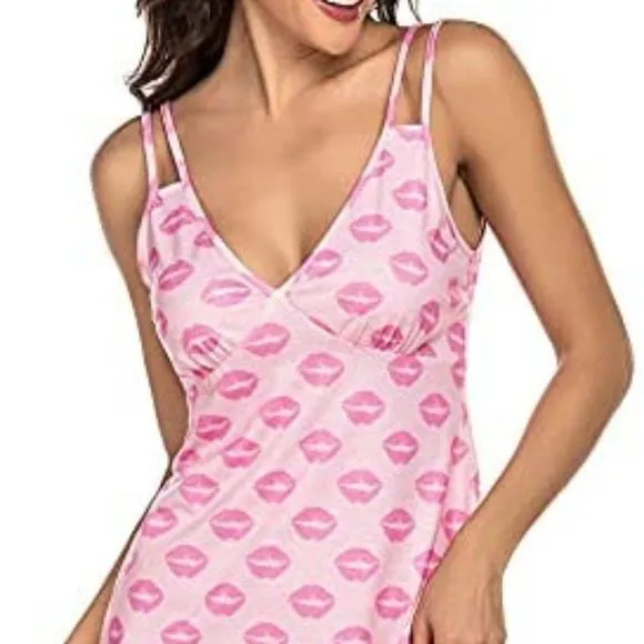 Women's Sling Printing Sleepwear Babydoll Nightgown