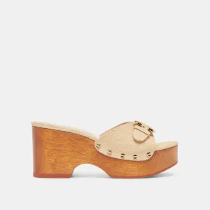 Yalah Heels in Light Natural Raffia