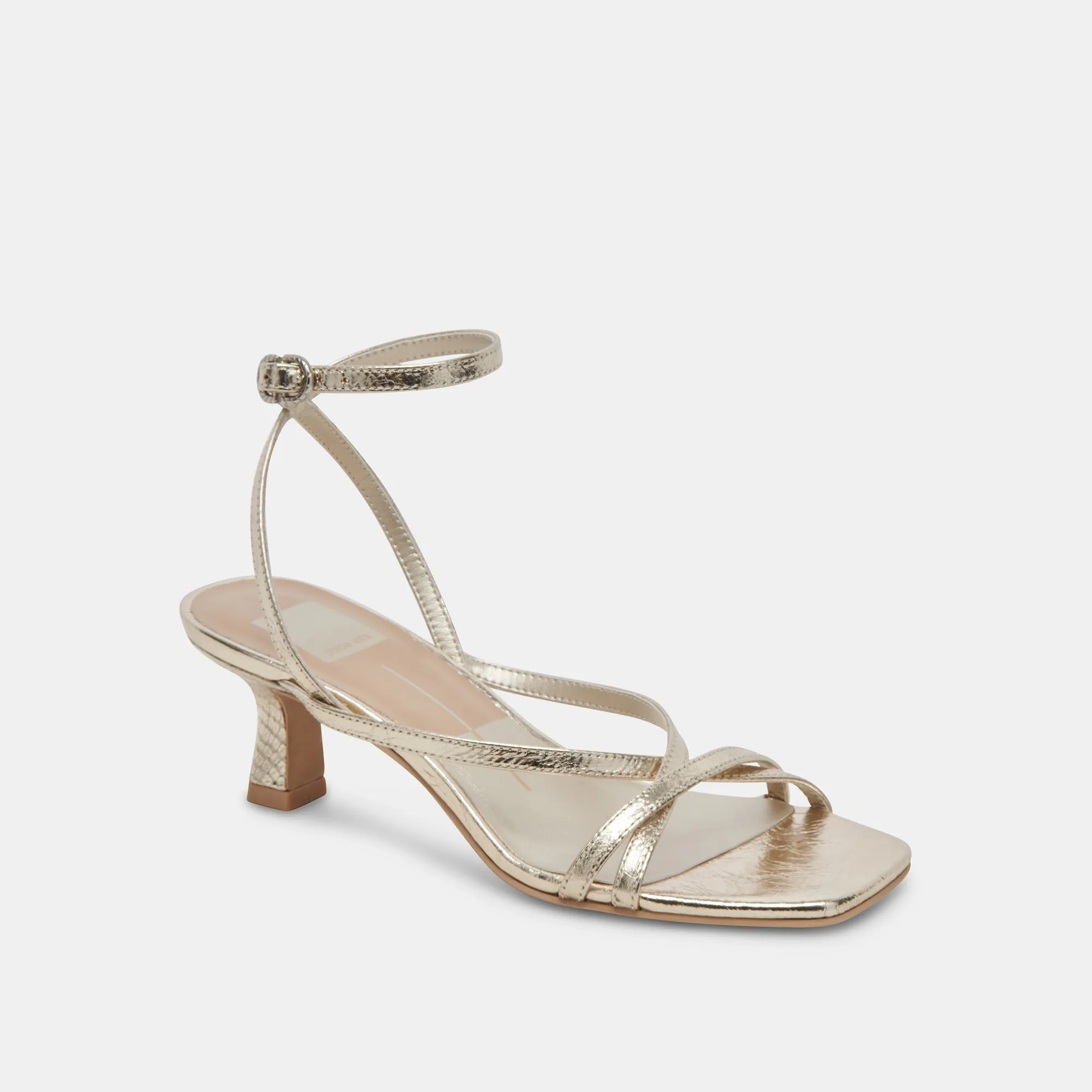 ZAMAL HEELS LIGHT GOLD CRINKLE PATENT