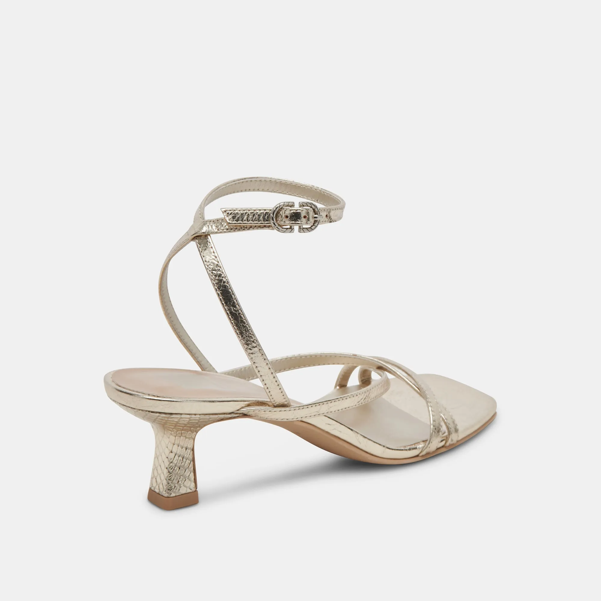 ZAMAL HEELS LIGHT GOLD CRINKLE PATENT